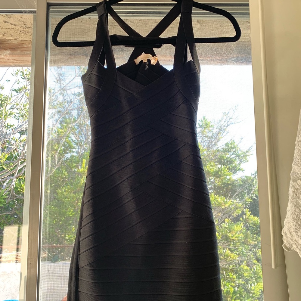 Stretta Strappy Bandage Black Dress